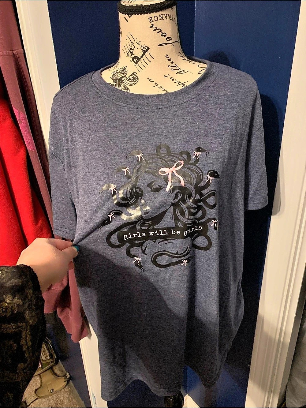 Girls Will Be Girls Medusa Graphic Tee Navy blue